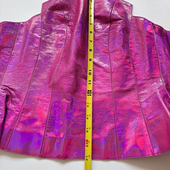 Plein Sud neon hot pink metallic genuine leather corset top Size 38 / XS - Picture 9 of 16